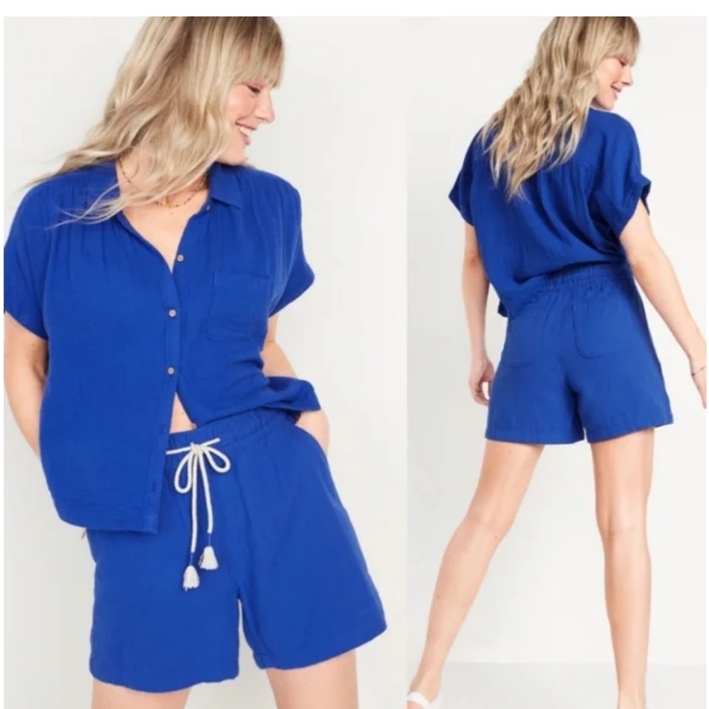 TWO PIECE SET Old Navy Textured Cotton Pull-On Shorts and Top - Catalyst Blue 2X